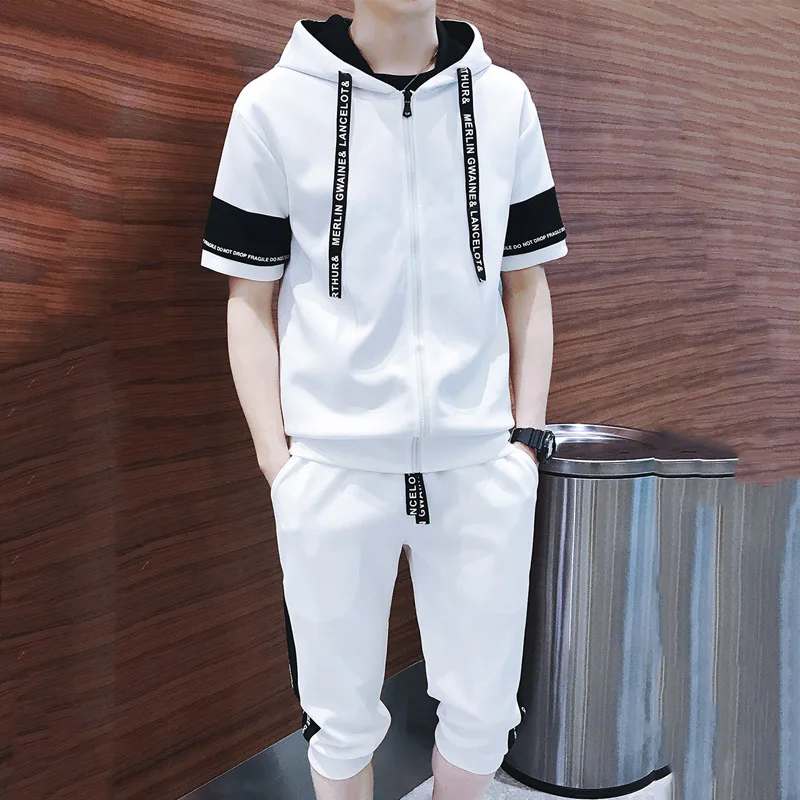 Мужской спортивный костюм E BAIHUI Брендовые спортивные костюмы для фитнеса летние