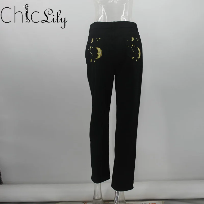 

Chiclily Fashion High Waist Straight Jeans Pants for Women Streetwear Loose Female Denim Jeans Casual Print Ladies Jeans