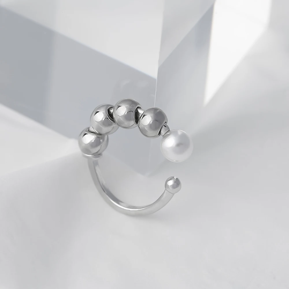 Yhpup 925 Sterling Silver Circle Pearls Ear Cuff Earring for Women Fashion Metal Geometric No Pierced Clip Simple Jewelry | Украшения и