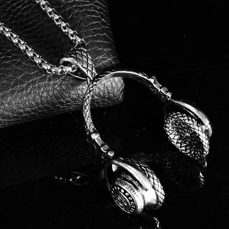 

HNSP Hip Hop Rock Music Earphone Pendant Chain Necklace For Men Women Jewelry Gift Wholesale
