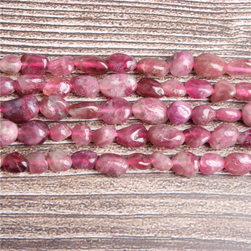 

Lan Li Natural irregular Red Tourmaline/copper hair loose beads smooth loose interval bead jewelry DIY Stone Bracelet Necklace