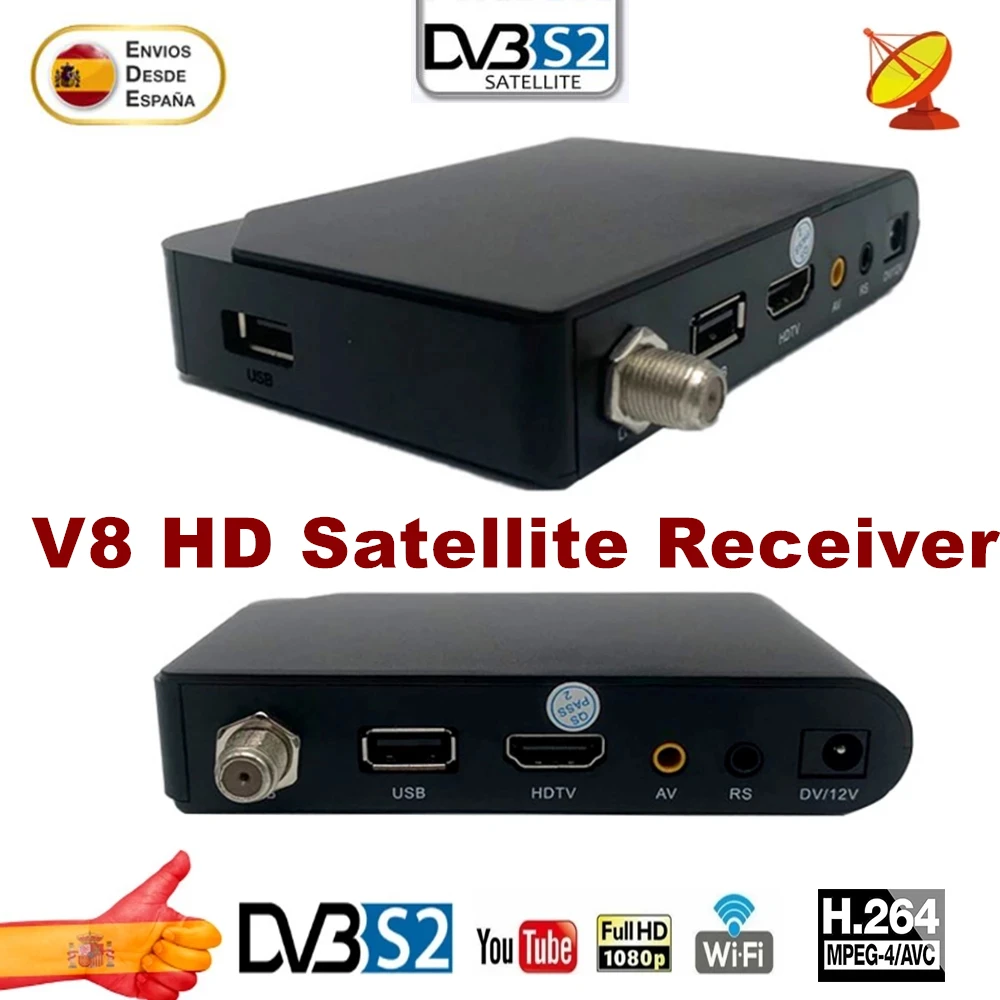 

iBRAVEBOX V8 HD Satellite Receiver Digital H.264 Full HD 1080P DVB-S S2 USB Wifi Satellite TV decoder Youtobe ship from Spain