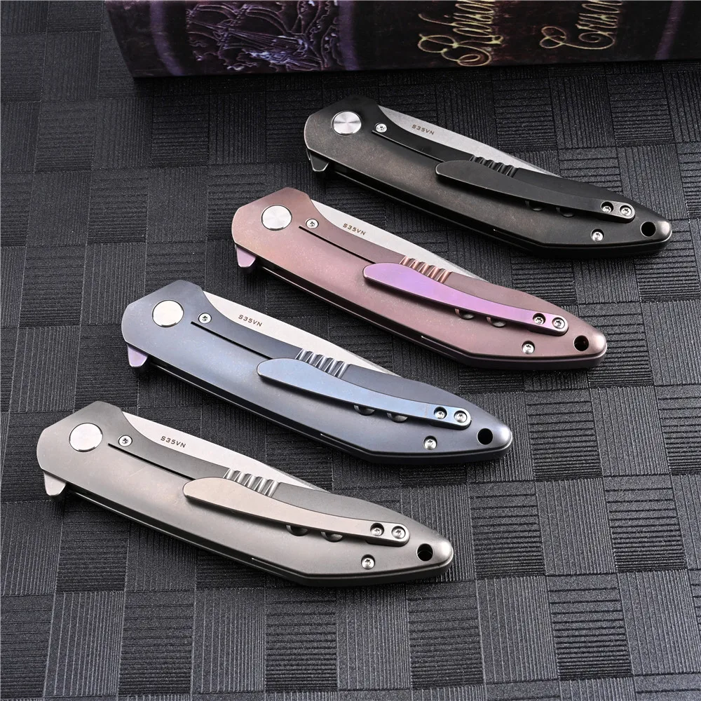 

Folding Blade Knife S35VN Outdoor Camping Hunting survival Pocket Knives Self Defense Utility EDC Hand Tool titanium Handle
