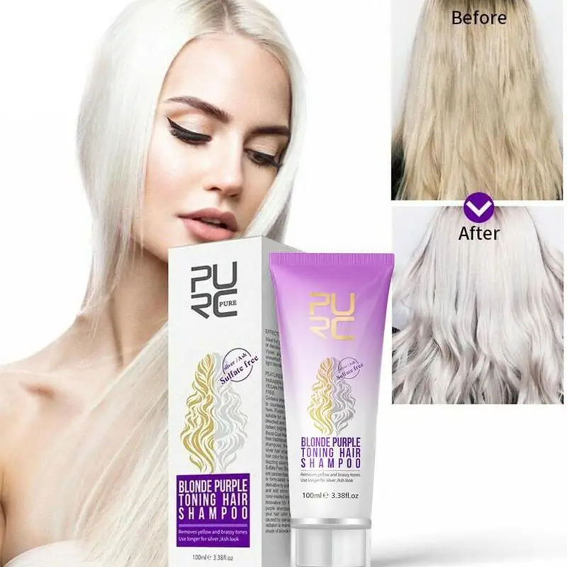 

PURC 100ml Blonde Purple Toning Hair Shampoo For Hair Yellow Sulfate Treated Revitalizing Shampoo Shampoo Shampoo Color Fre T4K3
