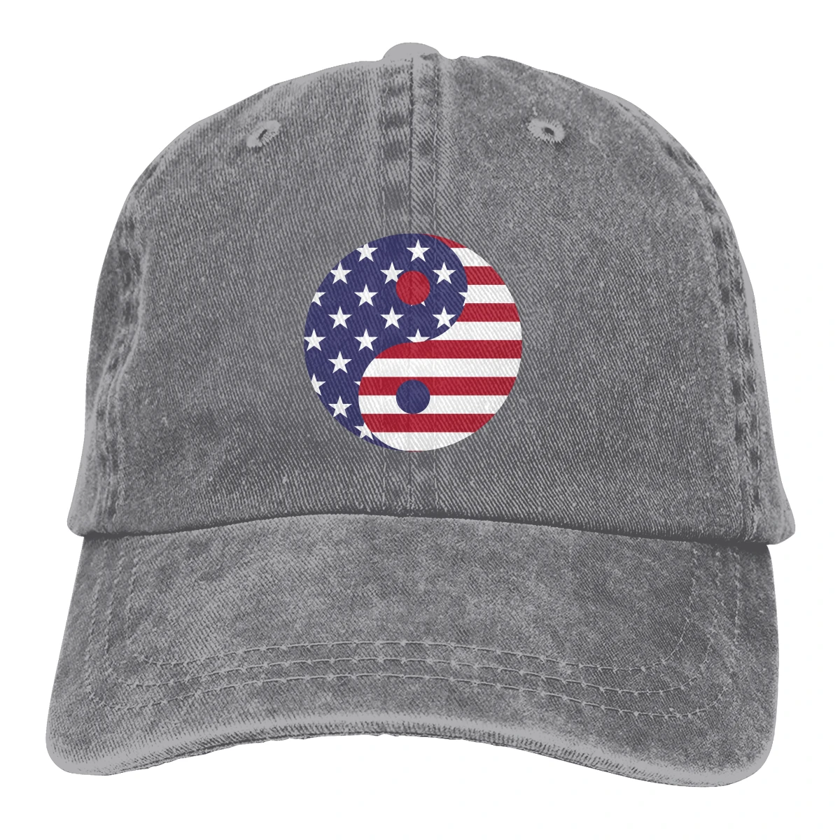 

Ying Yang American Flag Hats for Men Women Adjustable Sun Hats Vintage Trucker Hat