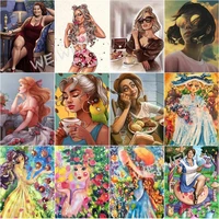 new arrival 5d diamond painting fashion woman afternoon tea embroidery cross stitch portrait mosaic pictures with rhinestone