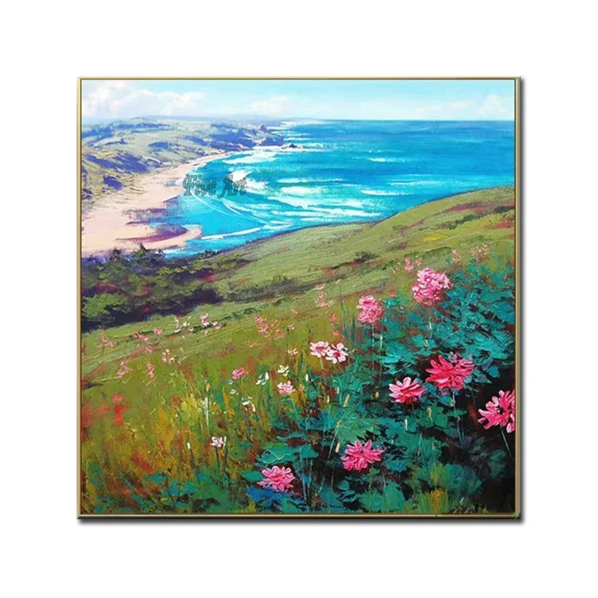 

Modern Latest Home Decor Piece Mediterranean Landscape Oil Painting Pure Handmade Wall Decoration Canvas Wall Art Free Shipping