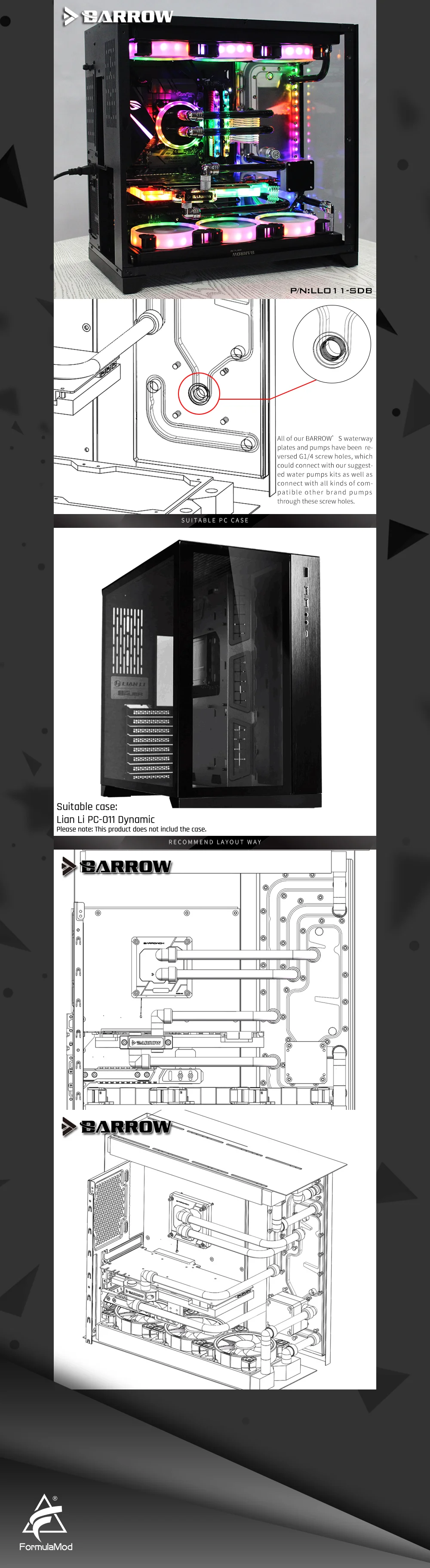 Курган LLO11-SDBV1, водные доски для Lian Li PC-O11 динамический чехол, для Intel cpu водоблок и один GPU корпус