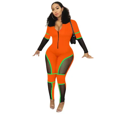 Женский комбинезон со средней талией Облегающий без пояса в европейском и