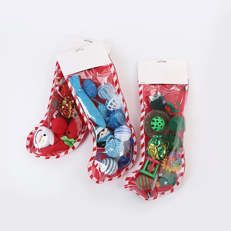 

Pet Cat Christmas Combination Set PE Sock Packing Toy (Blue) Type C