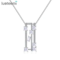 luoteemi new sparkling square clear cubic zirconia pendant necklaces for women aaa brilliant fashion jewelry friendship gifts