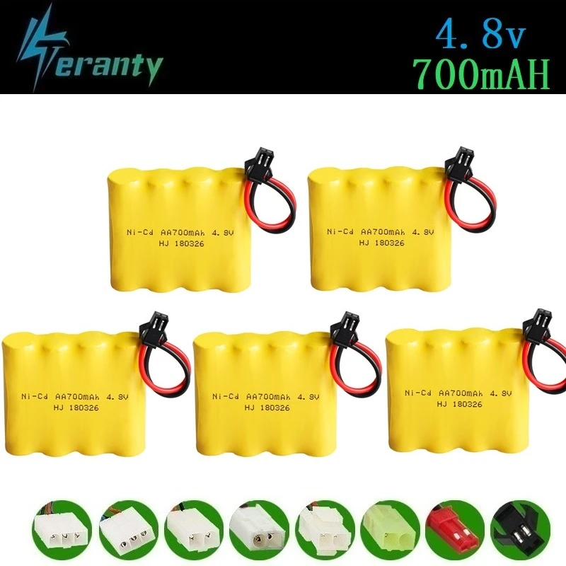 Bater&iacute;a recargable de 4,8 v para juguetes a control remoto, para coches, tanques, Robots, pistola, barco a control remoto, bater&iacute;a de ni-cd de 700mah, AA, 4,8 v, 700mah, paquete de 1-10 Uds.-0
