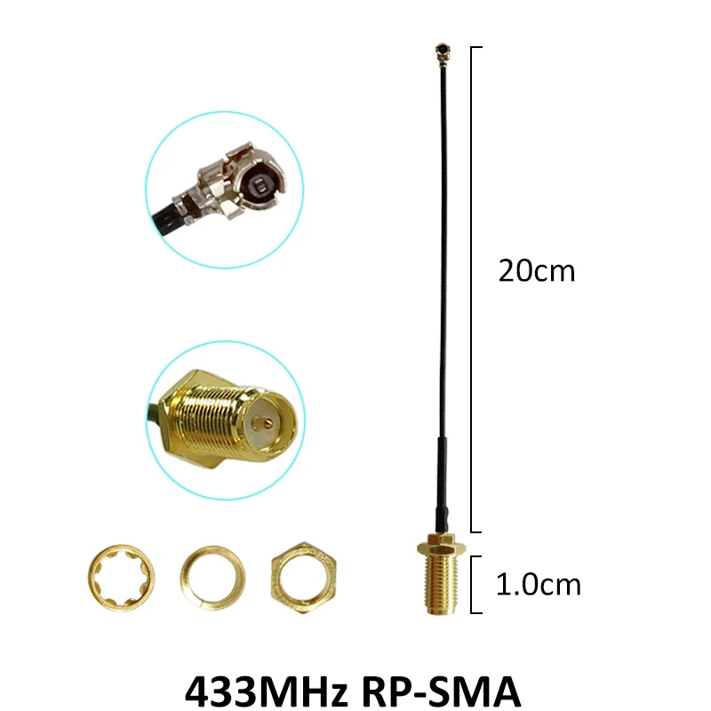 GRANDWISDOM 5/10/20PCS 433mhz antenna 3dbi sma female lora antene module lorawan antene ipex 1 SMA male pigtail Extension Cable