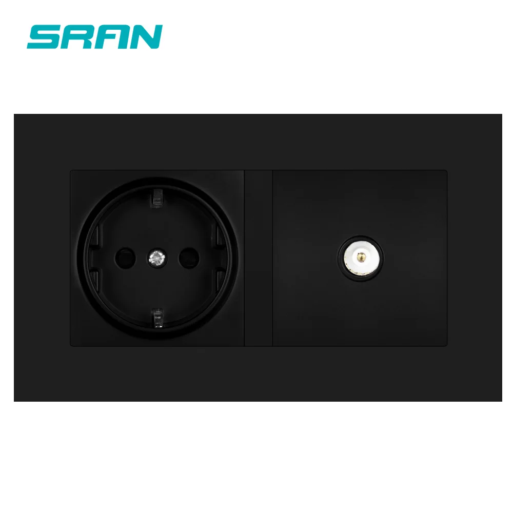 Розетка электрическая заземленная с гнездом для телевизора 16 А 146 х86