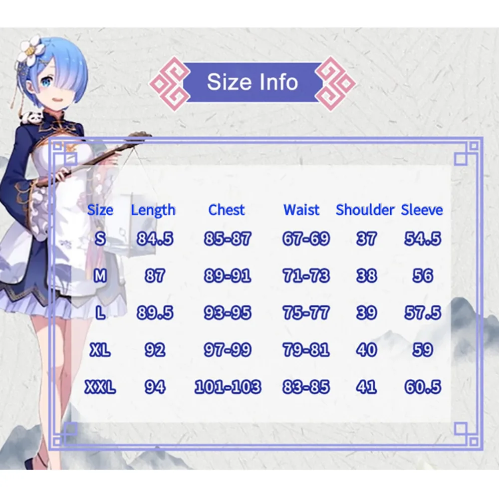 

Anime Re:Life in a different world from zero Rem Ram Lolita Cosplay Costume Chinese Cheongsam Sexy Uniform Maid Servant Dress