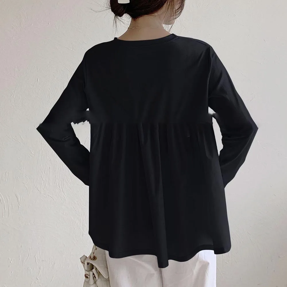 

Women Autumn Winter Japan South Korea Loose O Neck Long Sleeve Casual Female Puffy Blouse Baby Shirt Women Tops 2021 Hot