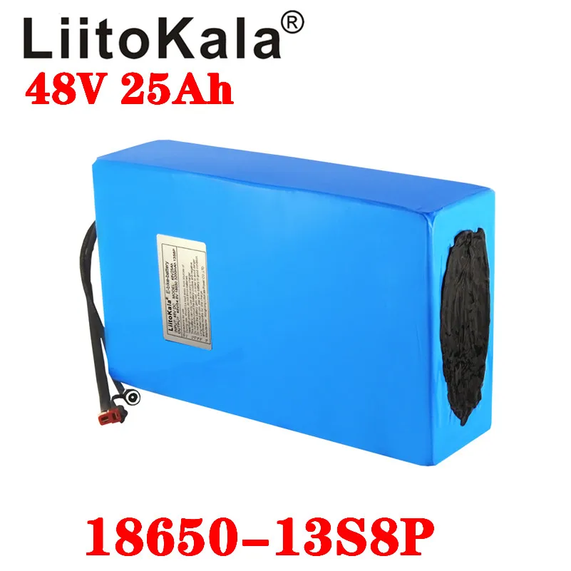 

Литиевый аккумулятор LiitoKala, 48 В, 25 Ач, 18650 13S8P, 1000 Вт, зарядное устройство для электрического велосипеда 50A BMS + 54,6 в 2A