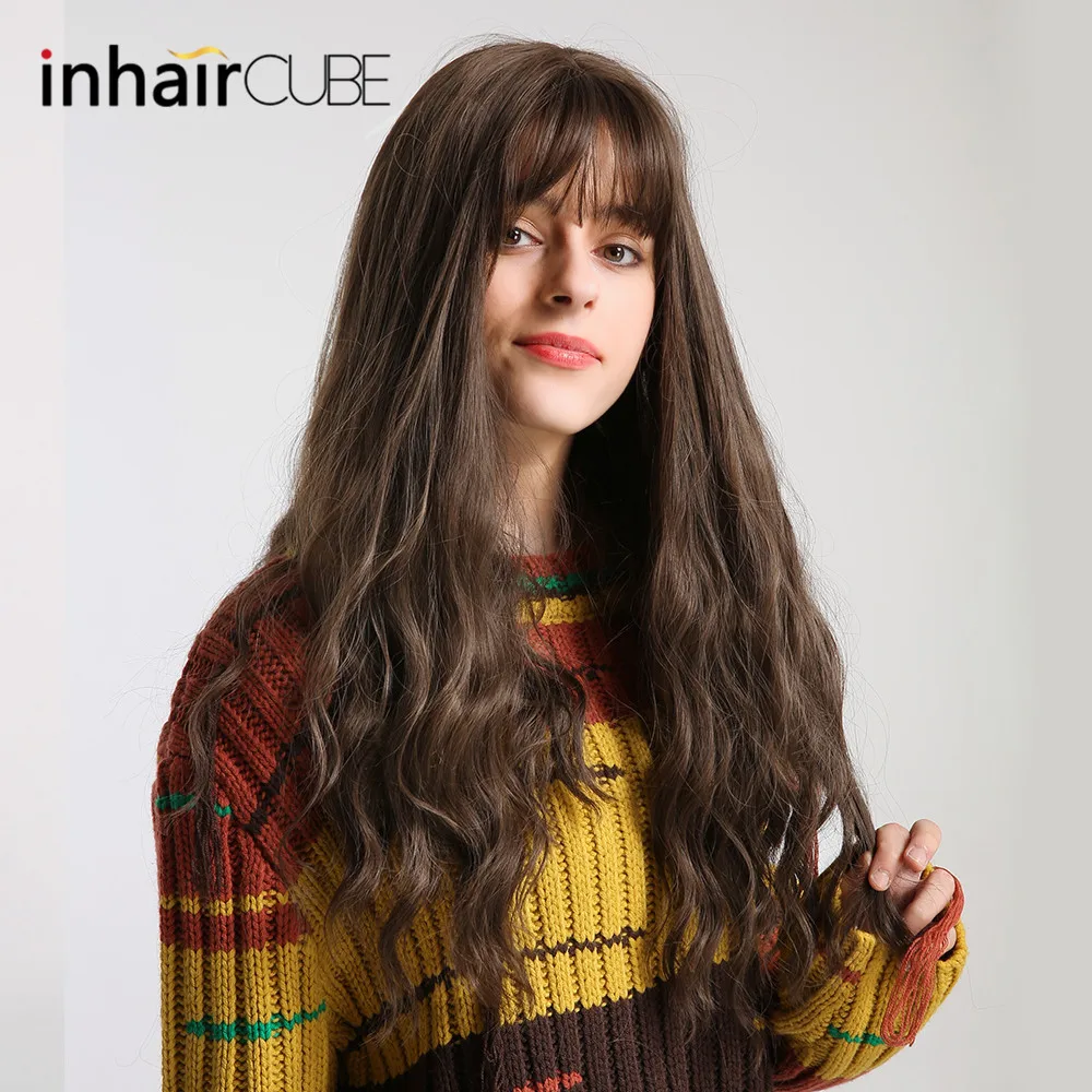 Inhair Cube женский парик темно коричневый длинные вьющиеся термостойкие