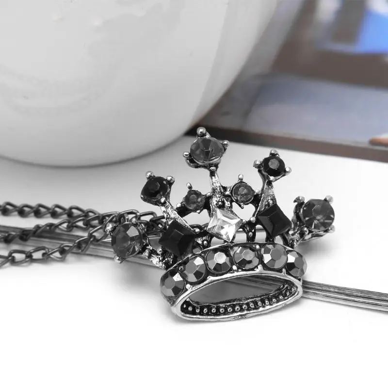 

Groom Men's Jewelry Badge Rhinestones Crown Cross Luxury Chain Tassel Brooch Pin