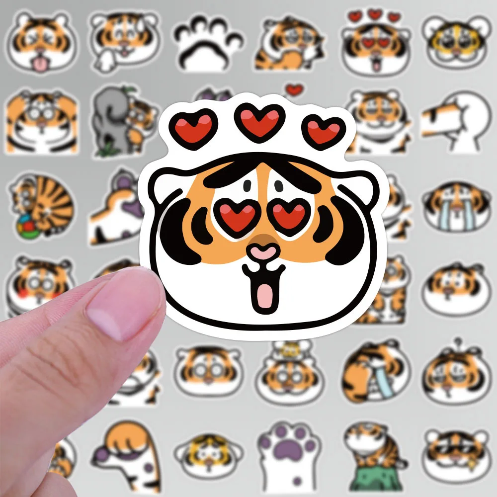 

40PCs Cartoon Tiger Stickers Waterproof Removable Hand Account Children's Stationery Helmet Toilet Decoration Stickers Toys