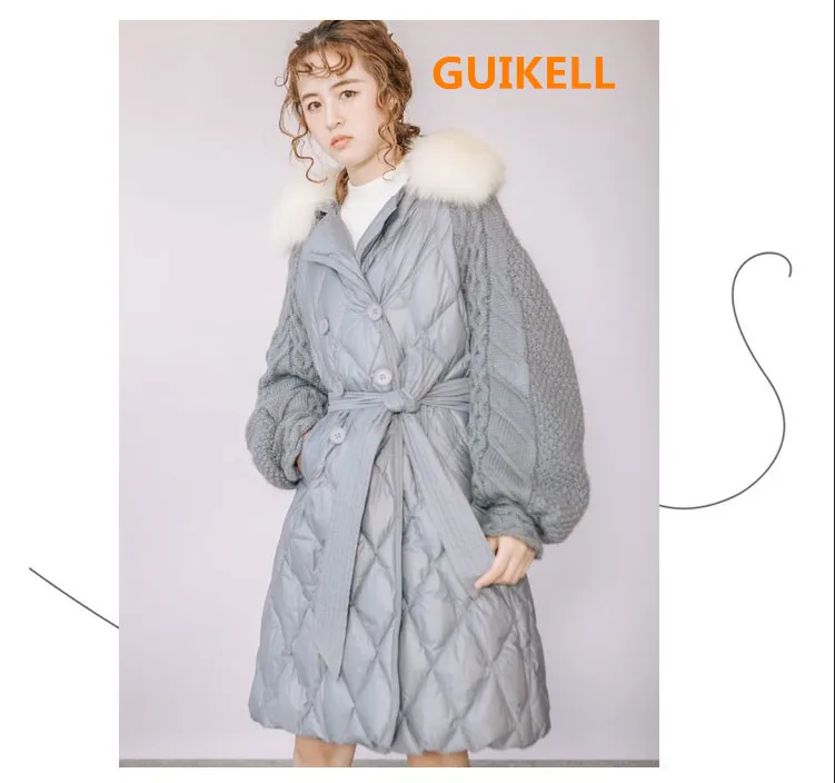 

GUIKELL Down jacket women's medium long 2020 winter new style popular Korean loose white duck down fashionable casual warm coat
