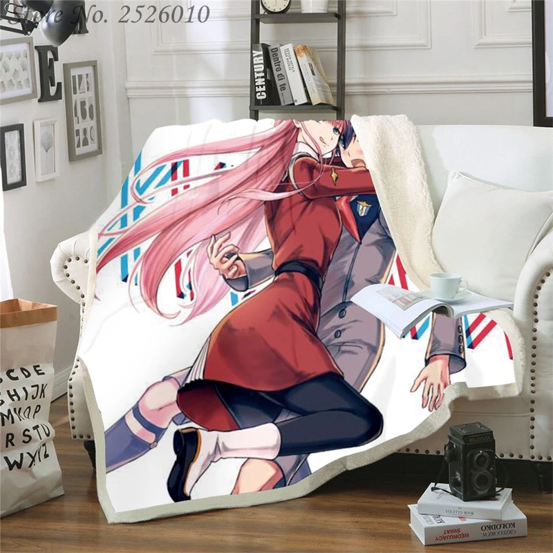 Пледы одеяло Darling In The FranXX 3D бархатное плюшевое покрывало для детей девочек шерпа