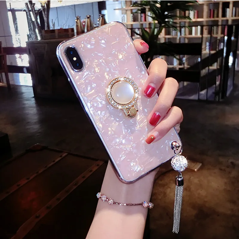 Роскошный чехол со стразами для Huawei Mate 20 Pro 20Lite 10 9 8 S 7A кольцо-держатель бахрома