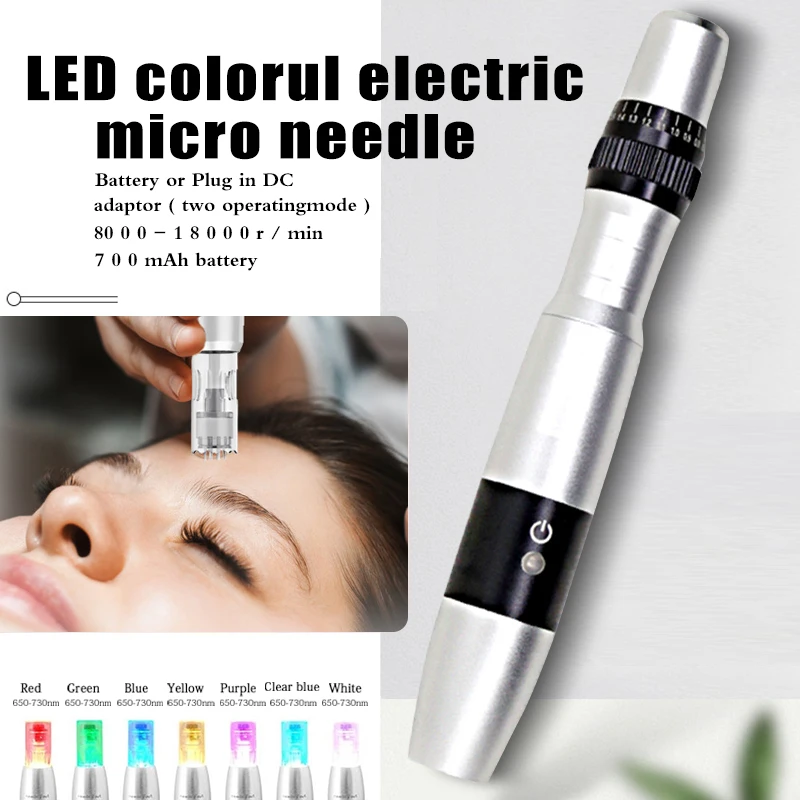 

Micro Needle Pen 7 Colors Lights LED Wireless Microneedle Pen Professional Microneedling Pen Face Care Device
