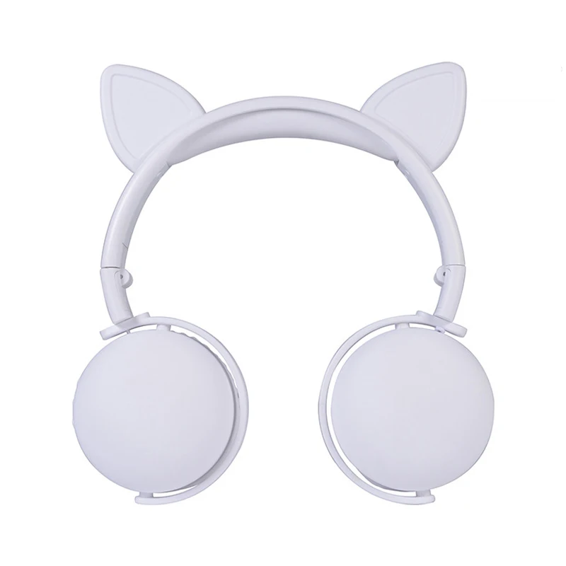 Белый Милые кошачьи ушки беспроводные складывающиеся наушники Bluetooth 5,0 стерео Складная шумоподавление Гарнитура для детей с микрофоном для взрослых детей - Цвет: Белый