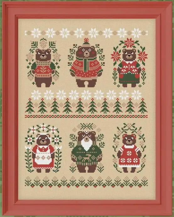 

Рождественские медведи 35-42, Набор для вышивки крестиком, Набор для вышивки крестиком, рукоделие, наборы для рукоделия, ткань, мулине