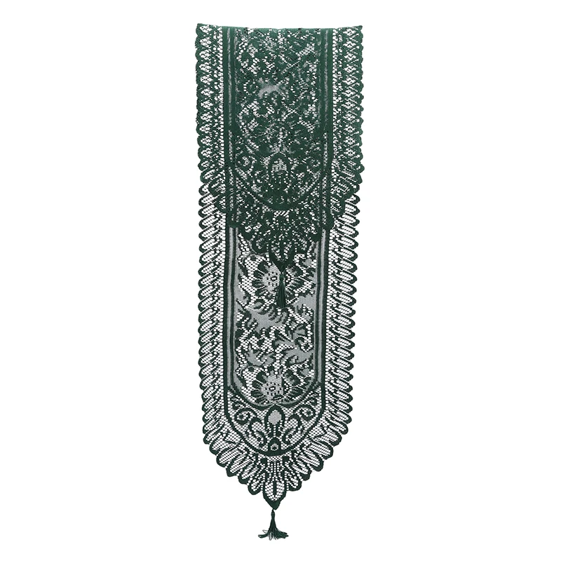 

Merry Christmas Red Floral Lace Long Table Runner Cloth Party Dinner Non-slip Table Runner Cotton Linen Home Decor