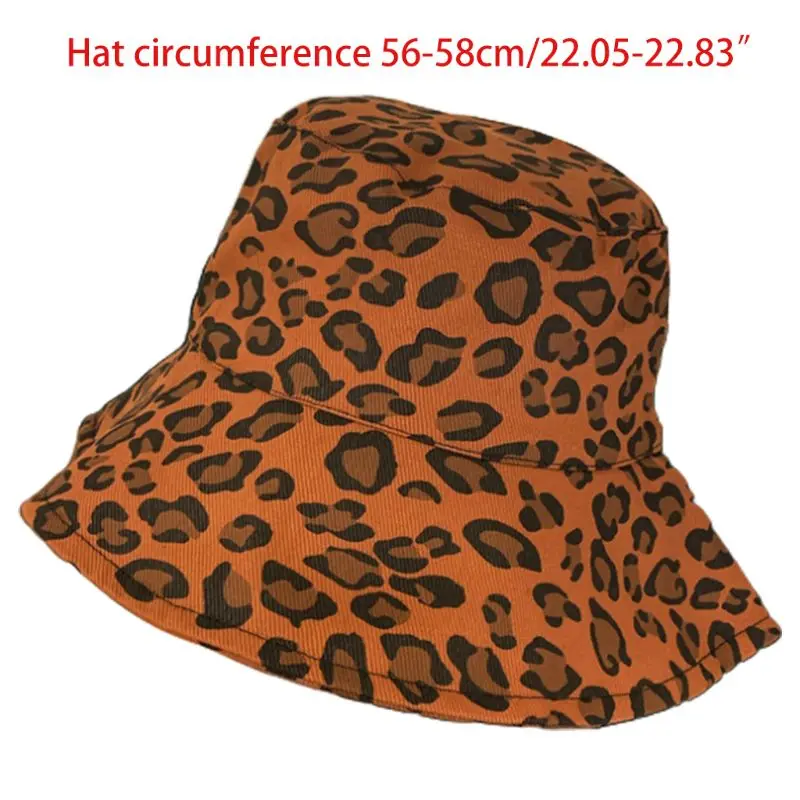

Women Summer Cotton Bucket Hat Leopard Animal Printed Large Wide Brim Outdoor Sunscreen Travel Packable Fisherman Cap