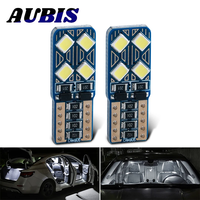 

10PCS T10 W5W 194 168 3030 2SMD LED Car Light Bulb Motorcycle Side Clearance Lamp For Auto Dome Lighting White 6000K Door Bulbs