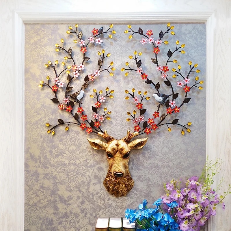 Креативное домашнее украшение для стен гостиной цветение сливы голова оленя 3D