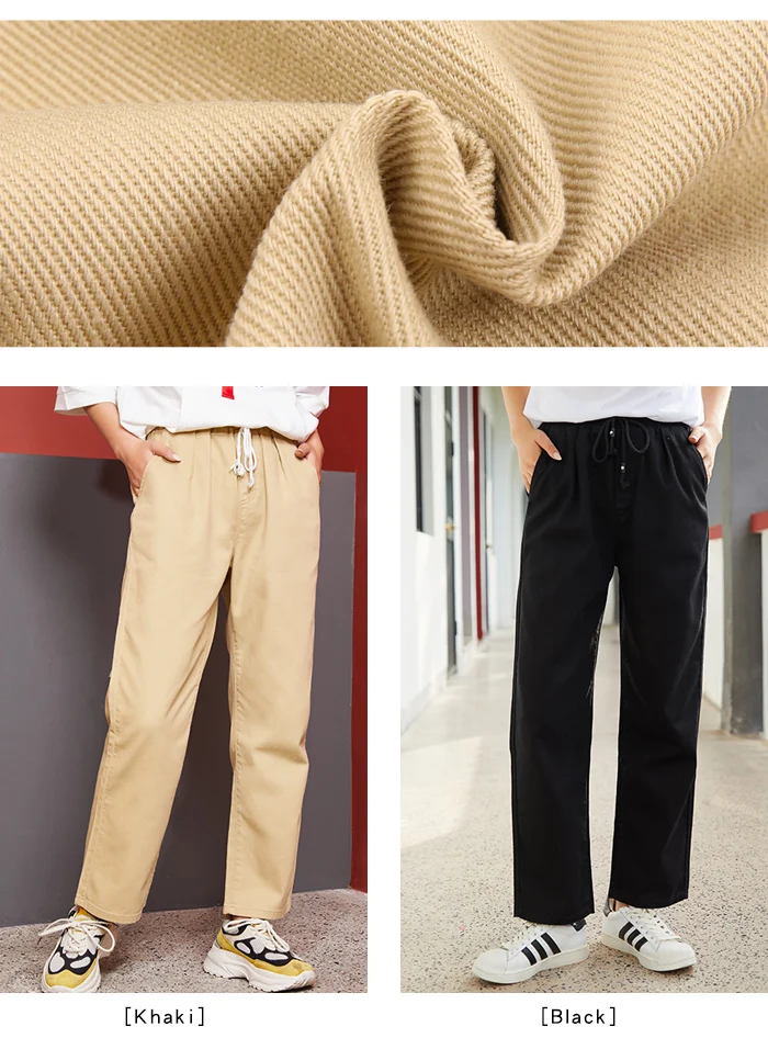 Женские повседневные брюки LEIJIJEANS, прямые брюки с поясом на резинке и высокой посадкой цвета хаки, модель 9107 большого размера на осень