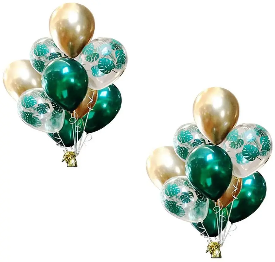 

Palm Leaves Balloons 30 PCS Chrome Green Gold Balloons Bouquet Wild One Party Jungle Party Aloha Party Tropical Party Decoration