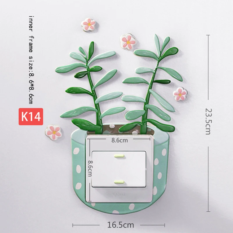 K14 Светящийся кактус переключатель наклейка мягкая 3D наклейка для домашнего выключателя крышка настенного украшения светящаяся наклейка суккуленты Наклейка на стену s - Цвет: K14