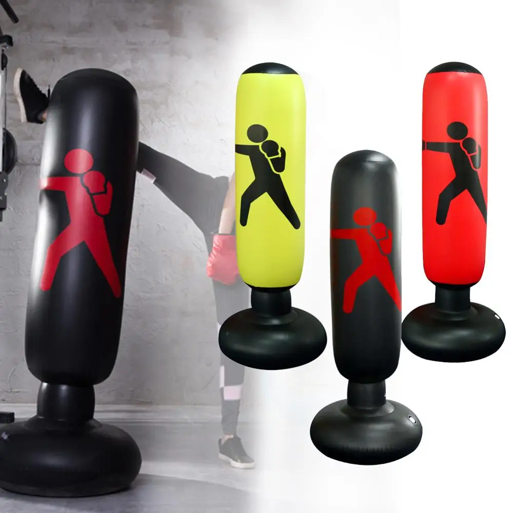 

Vertical Inflatable PVC Boxing Column Fitness Decompression Hitting Thickening Foldable Easy to Move Punching Heavy Tower Bag