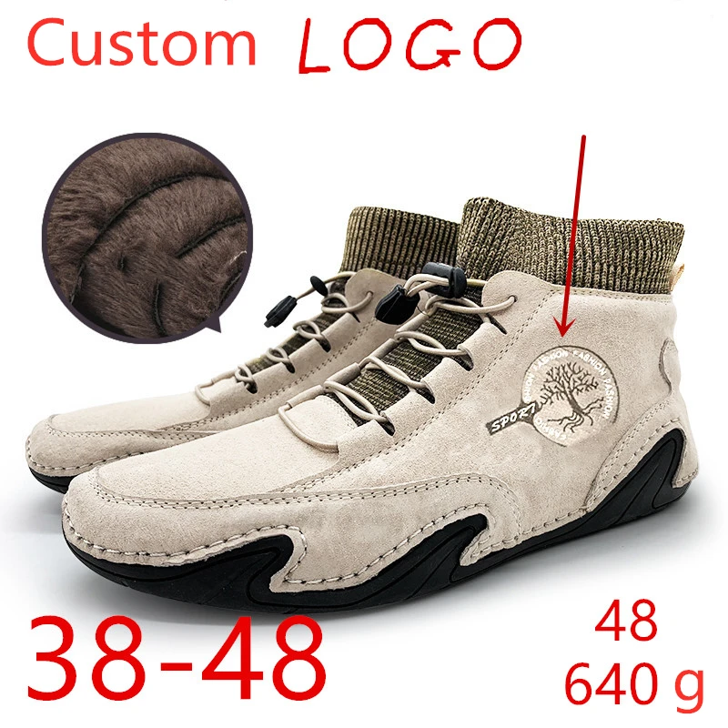 

Men Big Size 48 Super Light Autumn Winter Warm Plush Cow Suede Hiking Boots Mountain Outdoor Sneakers Sport Trainers for Male