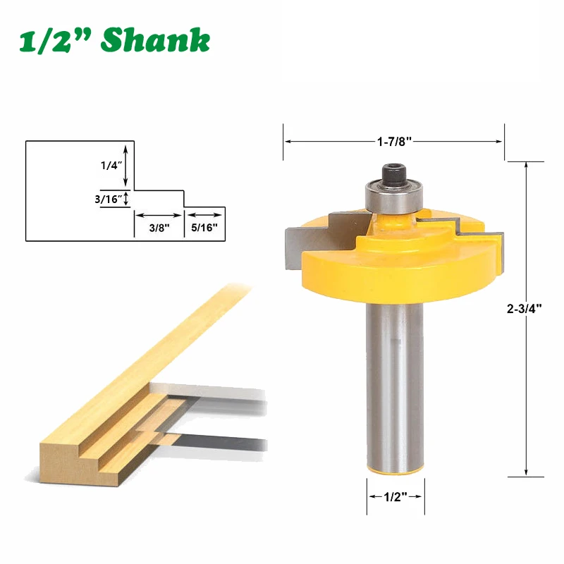 

1 шт. 1/2 "12,7 мм хвостовик Фрезерный резак резьба по дереву фоторамка ступенчатый Rabbet литье фрезы карбид наконечник фреза