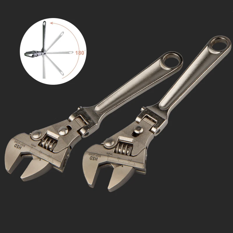 8 дюймов Регулируемый ключ Трещотка Складная ручка двойного назначения гаечный