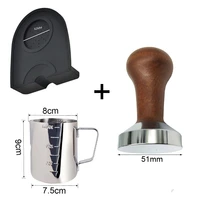 51mm steel base wood handle tamper coffee powder hammer customized coffee accessories