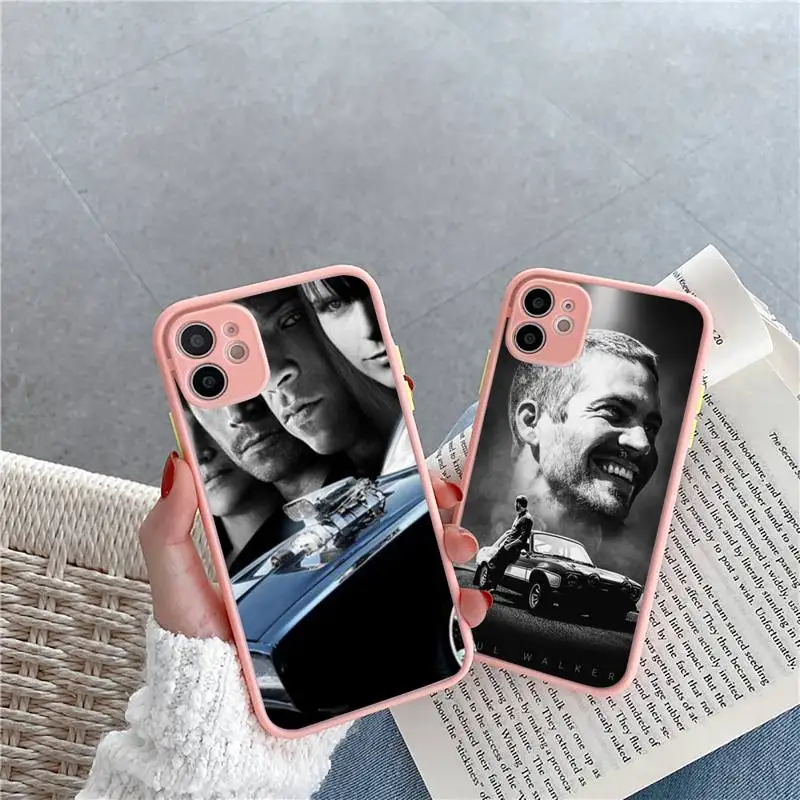 

fast and furious Phone Case For iPhone 12 11 Mini Pro XR XS Max 7 8 Plus X Matte transparent Pink Back Cover