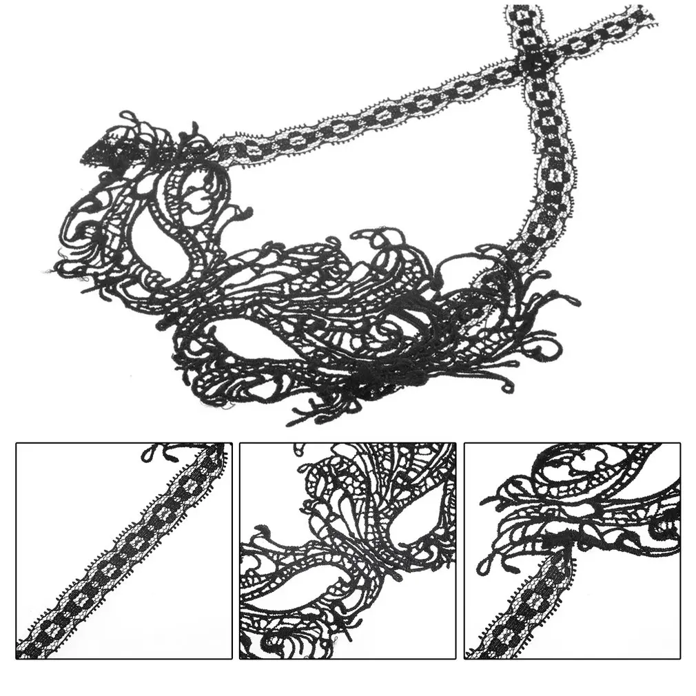 Женский маскарадный костюм на Хэллоуин Черная кружевная маска с вырезом для глаз