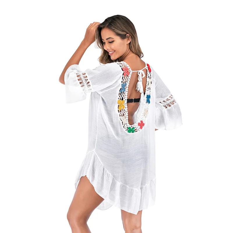Пляжная накидка на купальник женское платье большого размера Saida De Praia 2020
