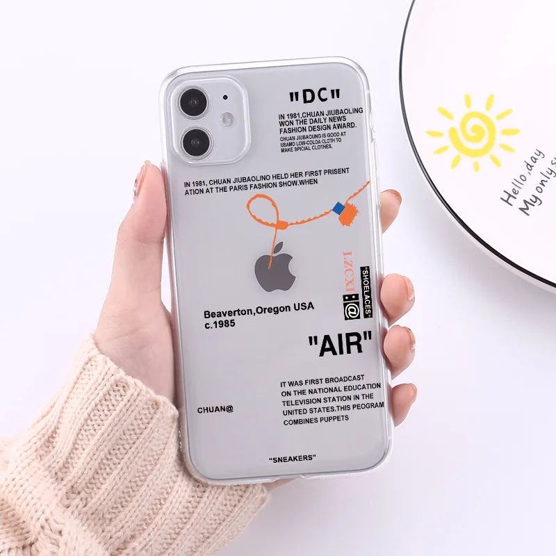 

Hot Off Street sport Trend Brand clear Soft Silicon phone case for iPhone 11 Pro X XS MAX 12 mini 7 8 plus ins white label Cover