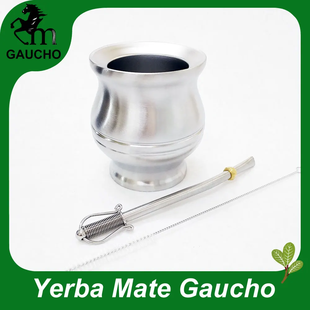 1 компл./лот Yerba матовые тыквы из нержавеющей стали с двойными стенками теплоизоляция с трубка для травяного чая мате и щетка для очистки