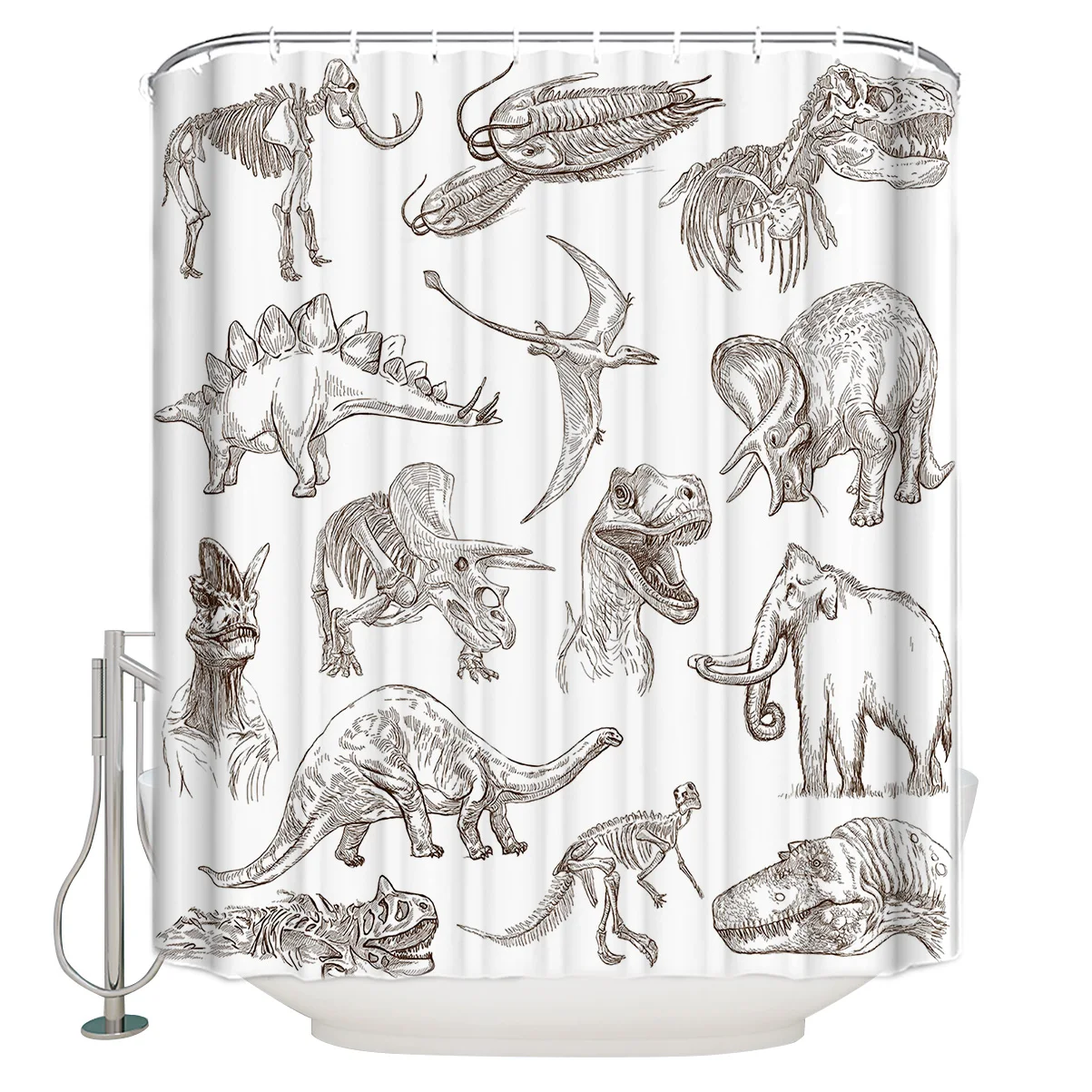 Иллюстрации динозавров мультяшная душевая занавеска для ванной из полиэстера