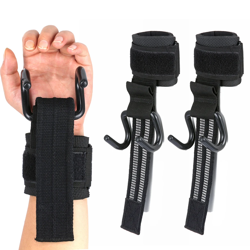 

2pcs Weight Lifting Support Strap Hooks Weightlifting Training Fitness Wrist Support Grips Wristbands Gym Sports Equipment