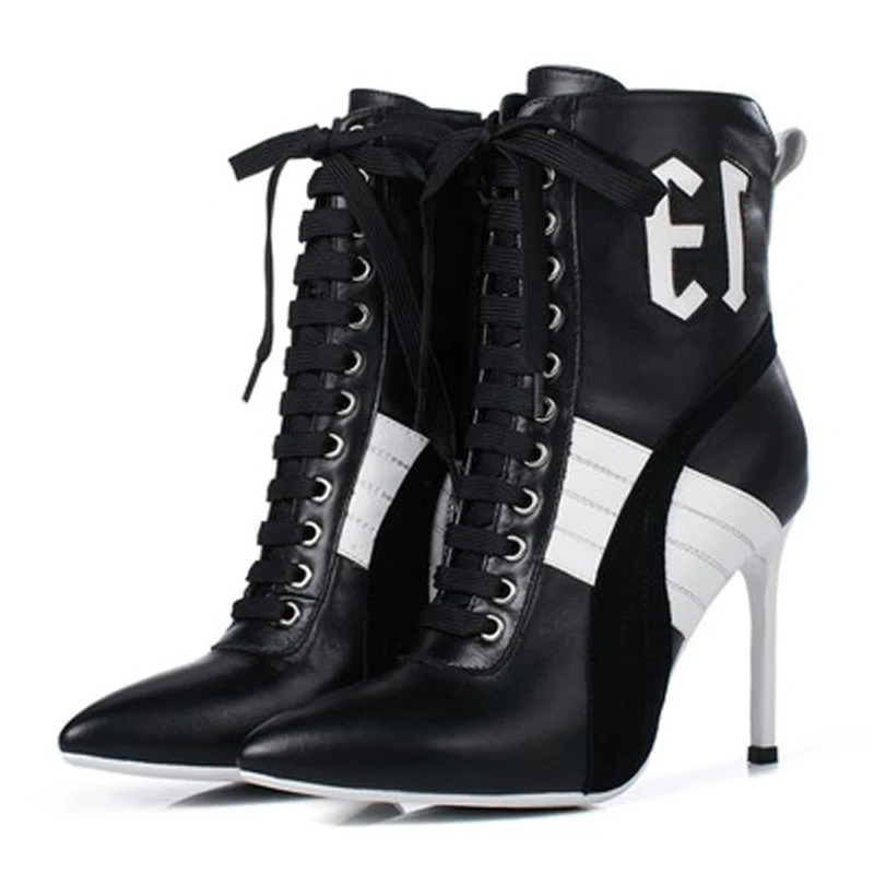 Harga VIISENANTIN 2020 Baru Musim Gugur Musim Dingin Catwalk Stiletto Kulit Renda Warna Yang Sesuai Dengan Hak Tinggi Stovepipe Pendek Martin Boots